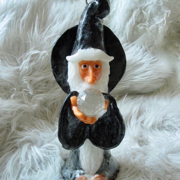 VTG Wizard with Glass Crystal Ball 10"  Wax Candle - Picture 2 of 9